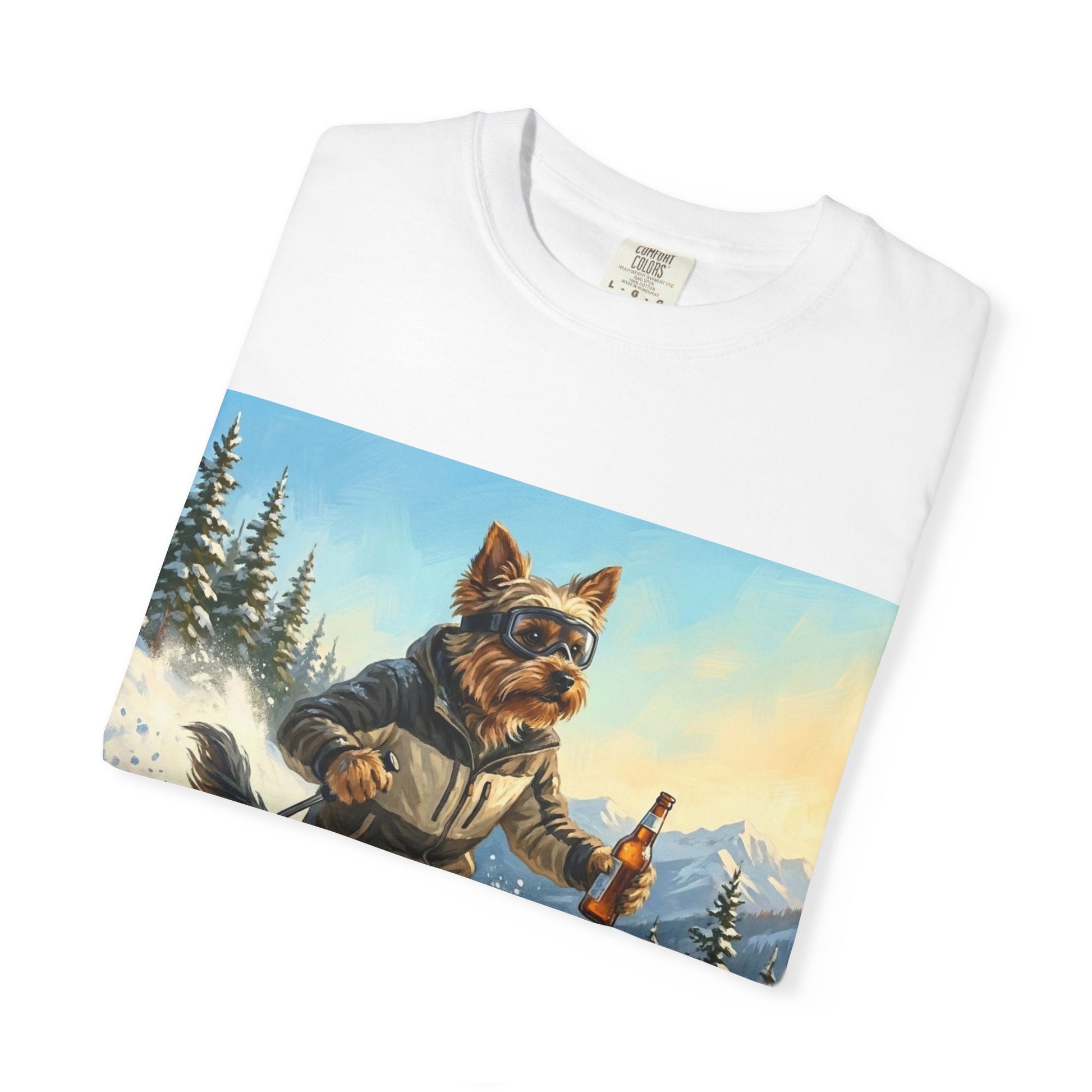Yorkshire Terrier Skiing Tee | Funny Winter Dog Graphic Shirt