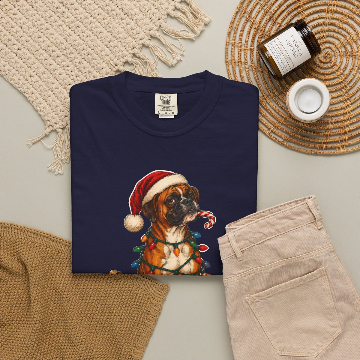 Naughty List Champion Boxer Christmas Tee