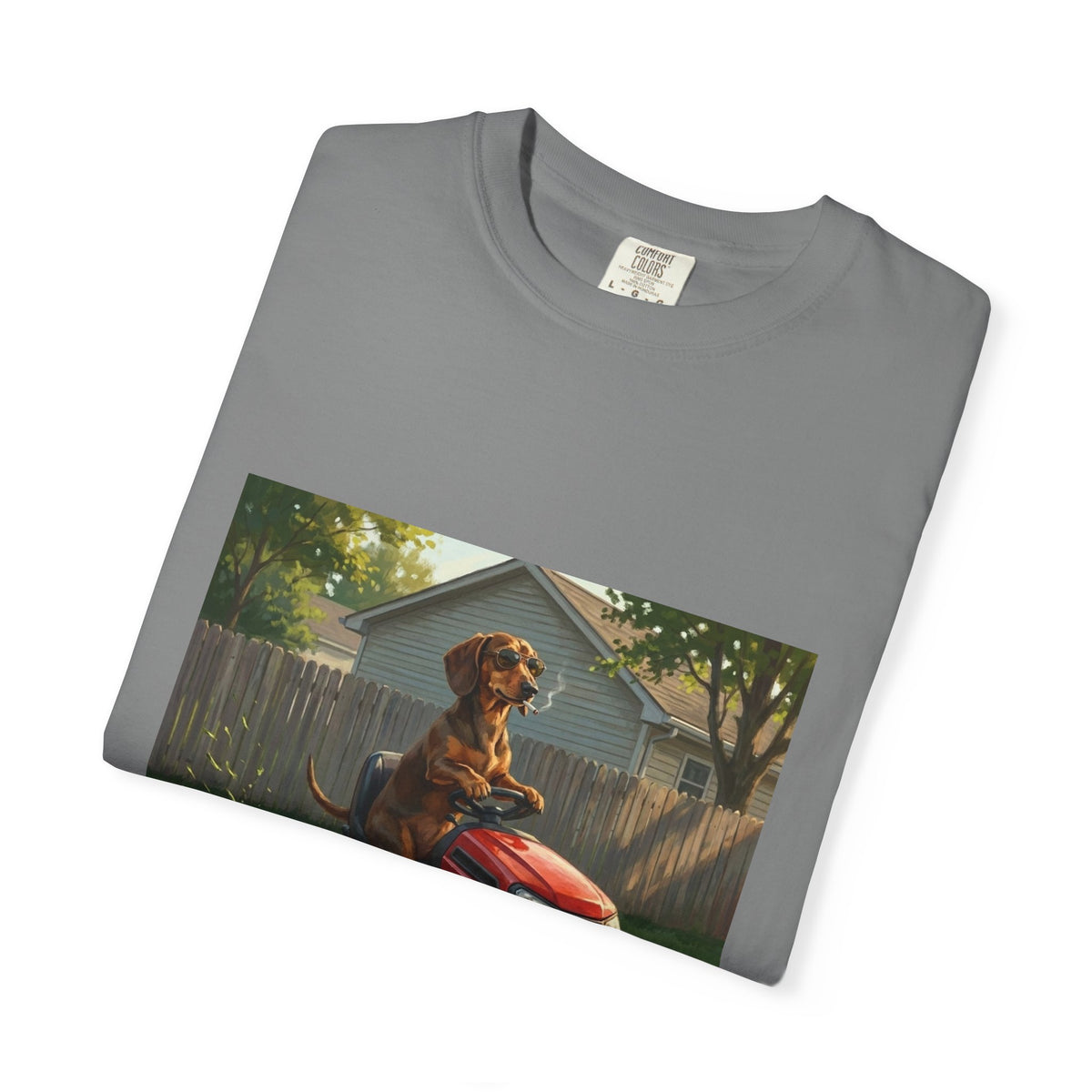 Dachshund Lawn Mower Tee | Funny Spring Dog Graphic Shirt