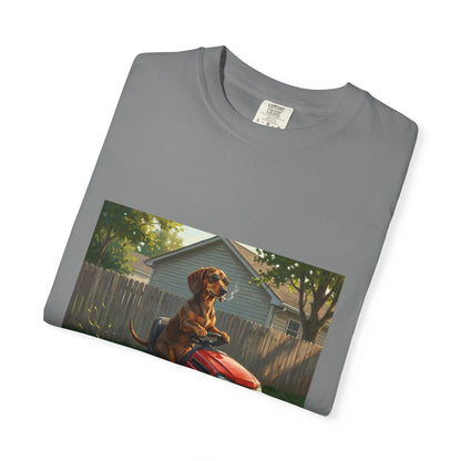 Dachshund Lawn Mower Tee | Funny Spring Dog Graphic Shirt