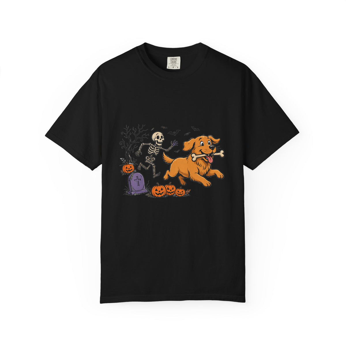 Golden Retriever Skeleton Halloween Tee | Funny Spooky Dog Shirt