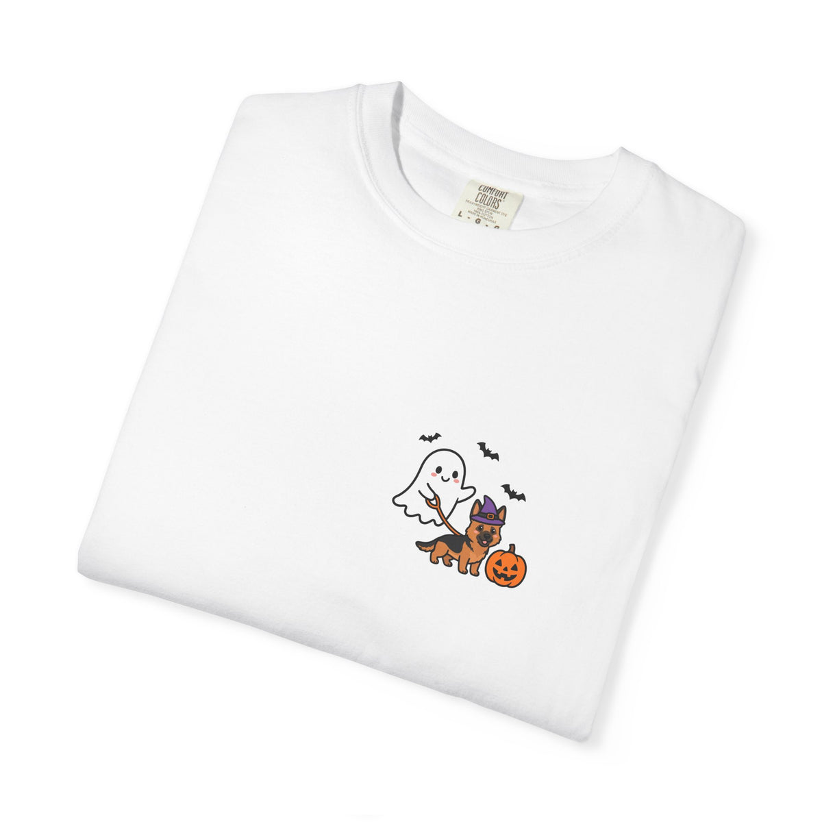 German Shepherd Ghost Walking Dog Pocket Tee Cute Halloween Dog Shirt