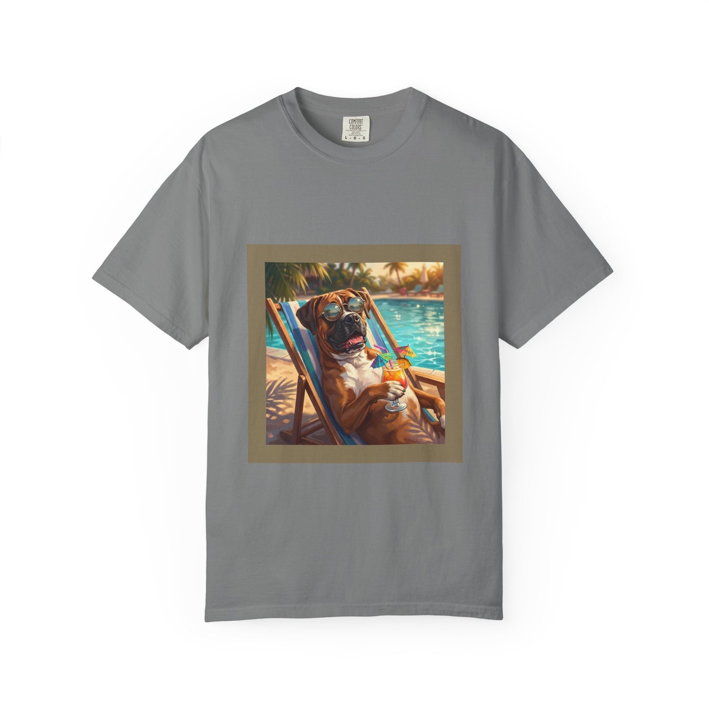 Boxer Poolside Tee | Funny Summer Dog Graphic Shirt