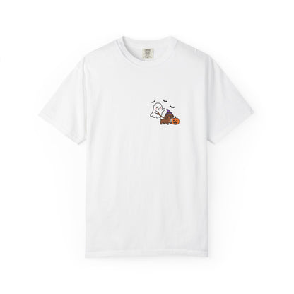 Ghost Walking Dog Pocket Tee | Cute Halloween Dog Shirt
