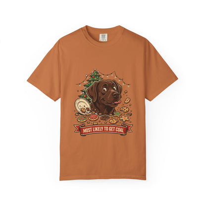 Labrador Retriever Most Likely To Get Coal Tee | Funny Christmas Dog Graphic Shirt