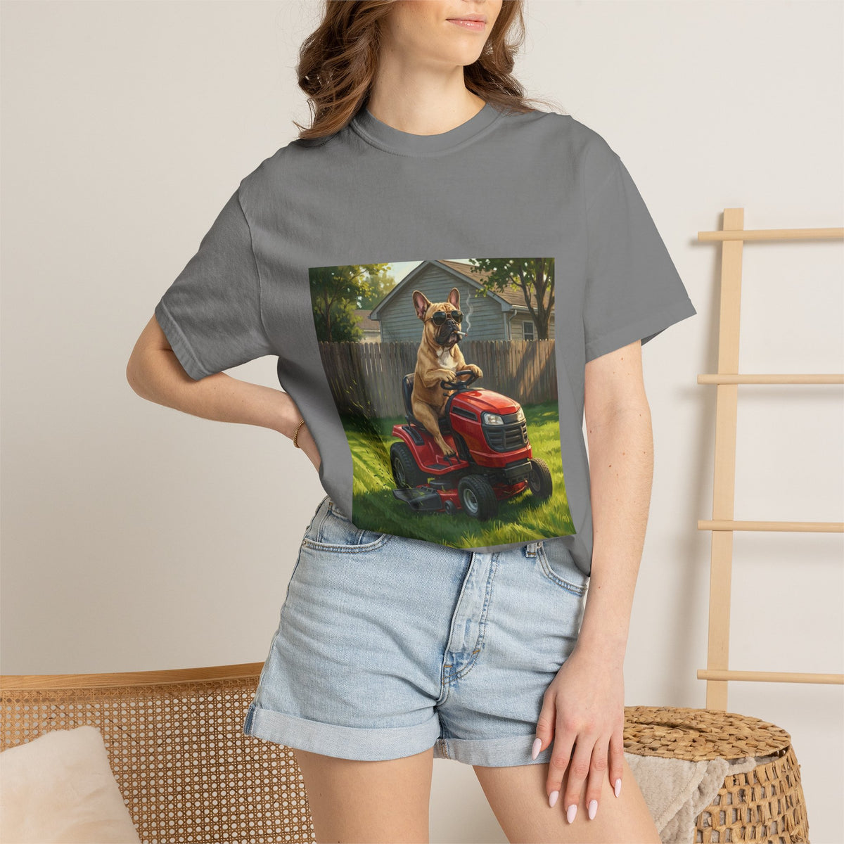 French Bulldog Lawn Mower Tee | Funny Spring Dog Graphic Shirt