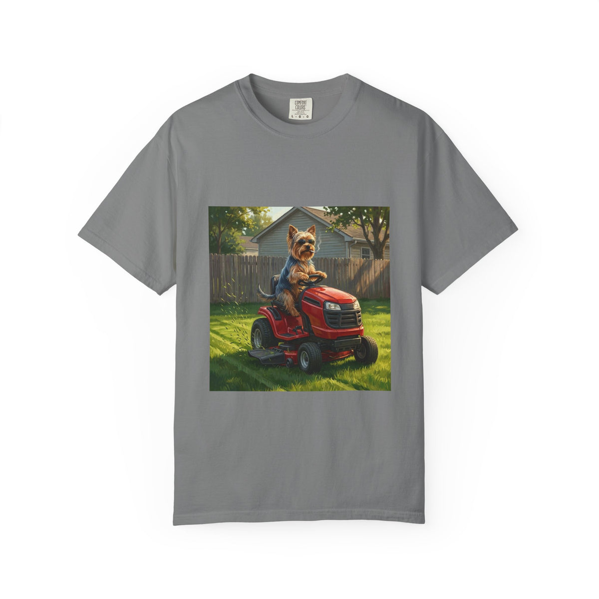 Yorkshire Terrier Lawn Mower Tee | Funny Spring Dog Graphic Shirt