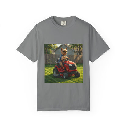 Yorkshire Terrier Lawn Mower Tee | Funny Spring Dog Graphic Shirt