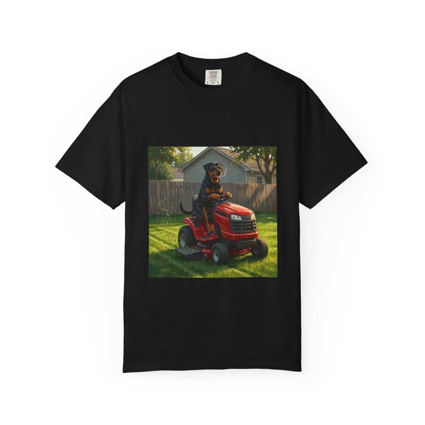Rottweiler Lawn Mower Tee | Funny Spring Dog Graphic Shirt