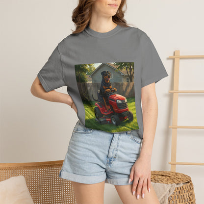 Rottweiler Lawn Mower Tee | Funny Spring Dog Graphic Shirt