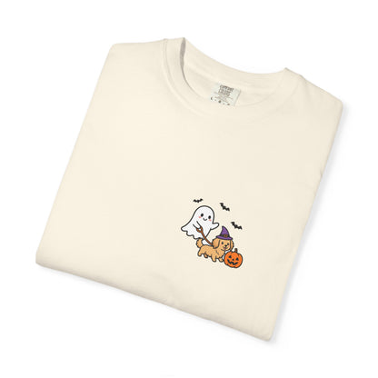 Golden Retriever Ghost Walking Dog Pocket Tee Cute Halloween Dog Shirt