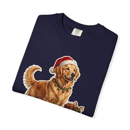 Santa's Little Yelper Golden Retriever Christmas Tee