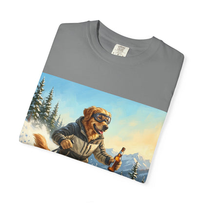 Golden Retriever Skiing Tee | Funny Winter Dog Graphic Shirt