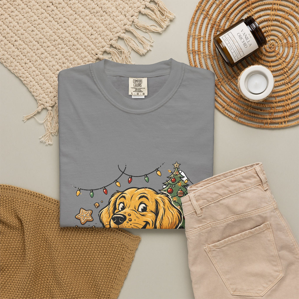 Golden Retriever Most Likely To Get Coal Tee | Funny Christmas Dog Graphic Shirt