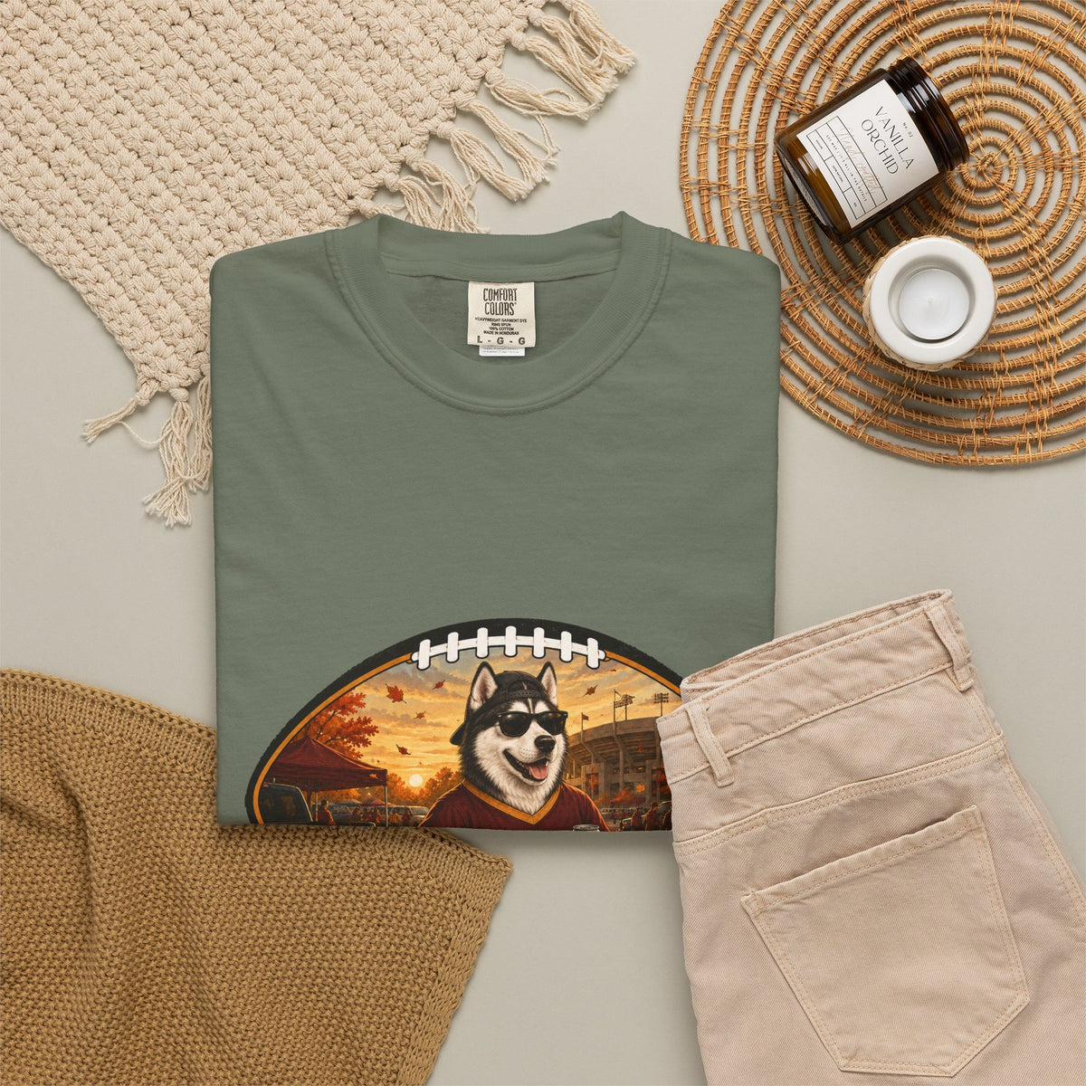 Siberian Husky Tailgate Tee | Funny Fall Football Dog Shirt