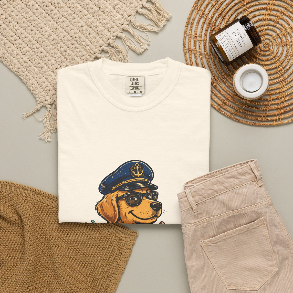 Golden Retriever Boat Captain Tee | Funny Summer Dog Graphic Shirt