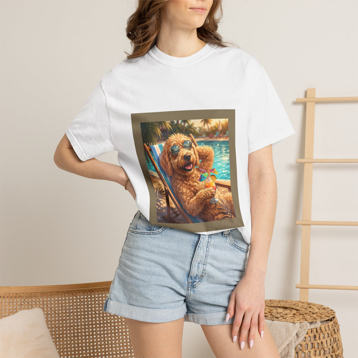 Goldendoodle Poolside Tee | Funny Summer Dog Graphic Shirt