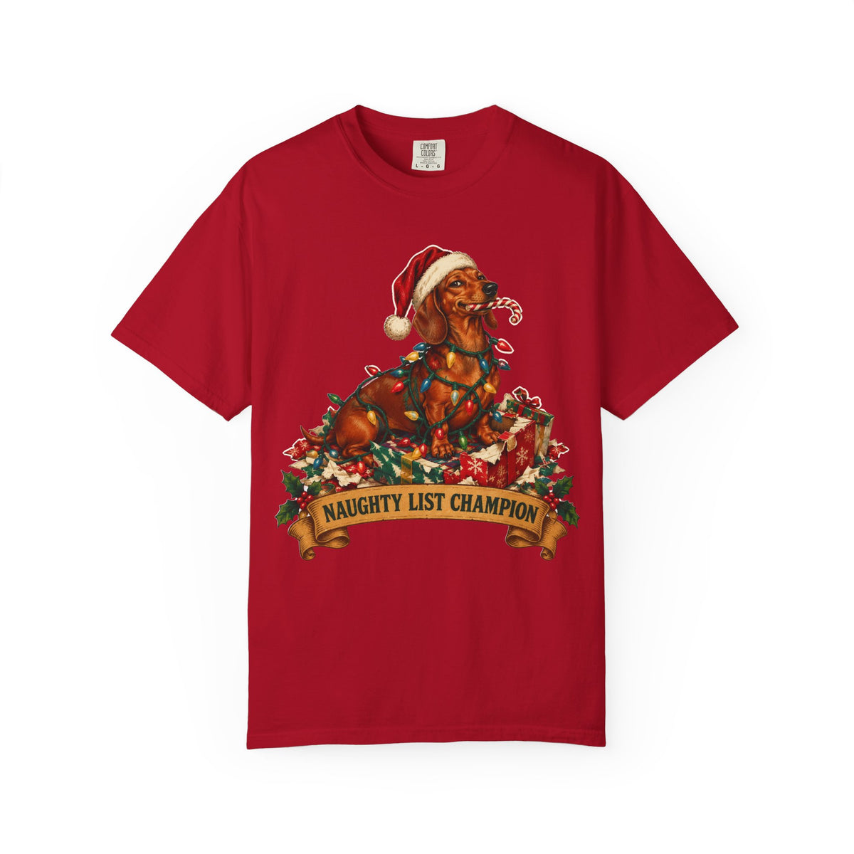 Naughty List Champion Dachshund Christmas Tee