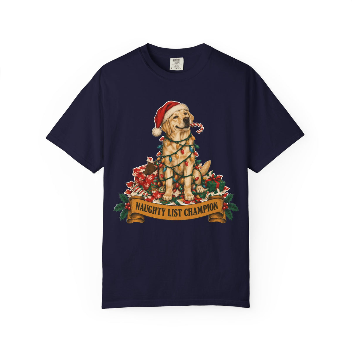 Naughty List Champion Labrador Retriever Christmas Tee