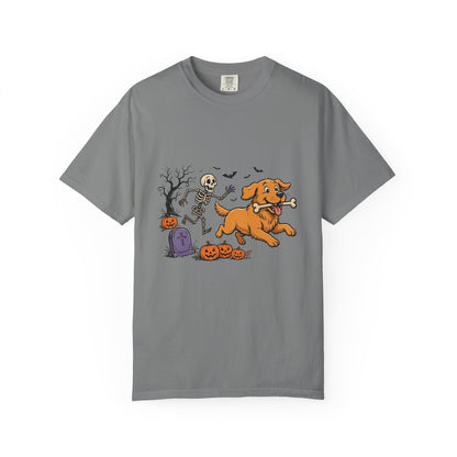 Golden Retriever Skeleton Halloween Tee | Funny Spooky Dog Shirt