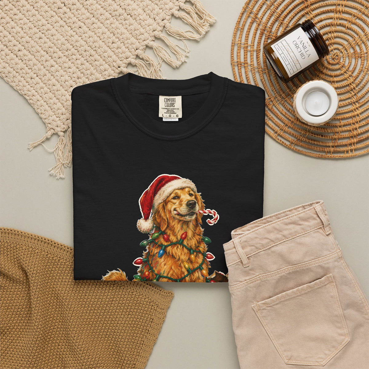 Naughty List Champion Golden Retriever Christmas Tee