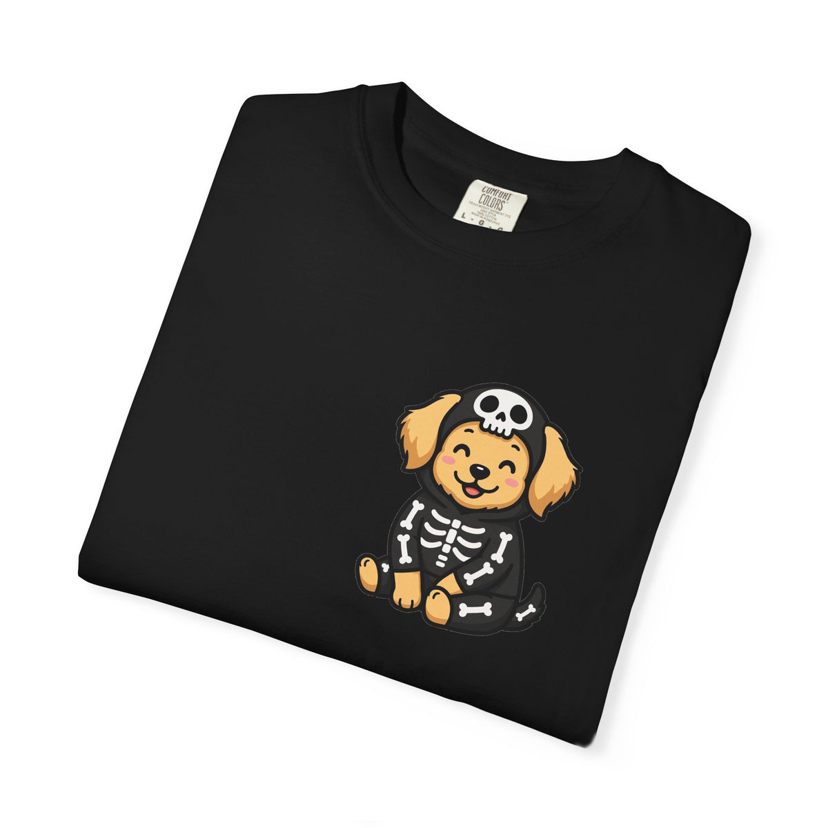 Golden Retriever Skeleton Halloween Pocket Tee | Cute Spooky Dog Shirt