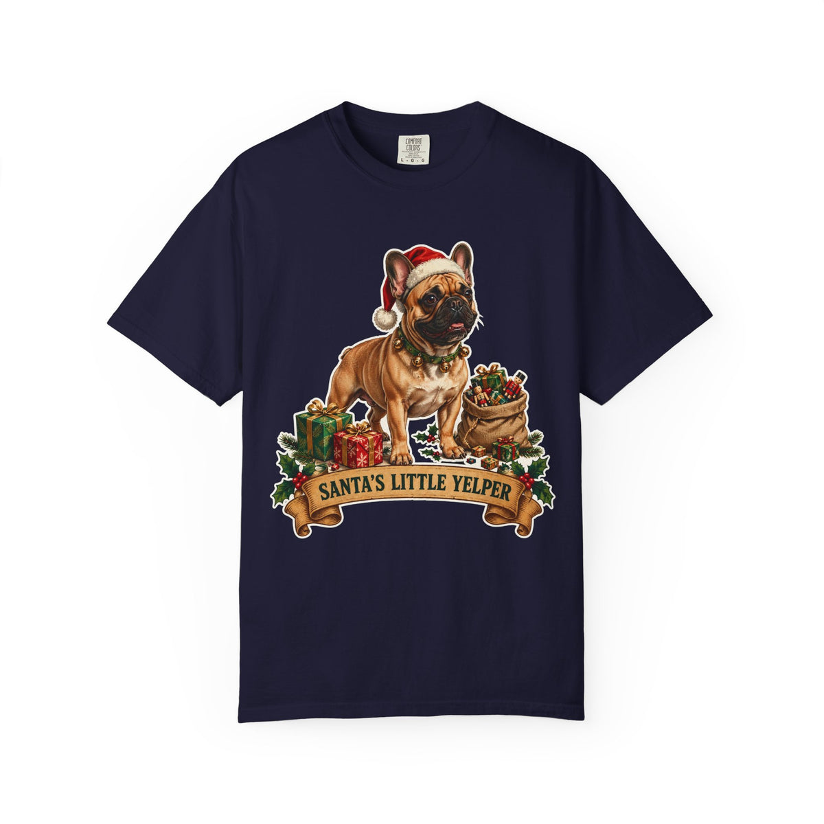 Santa's Little Yelper French Bulldog Christmas Tee