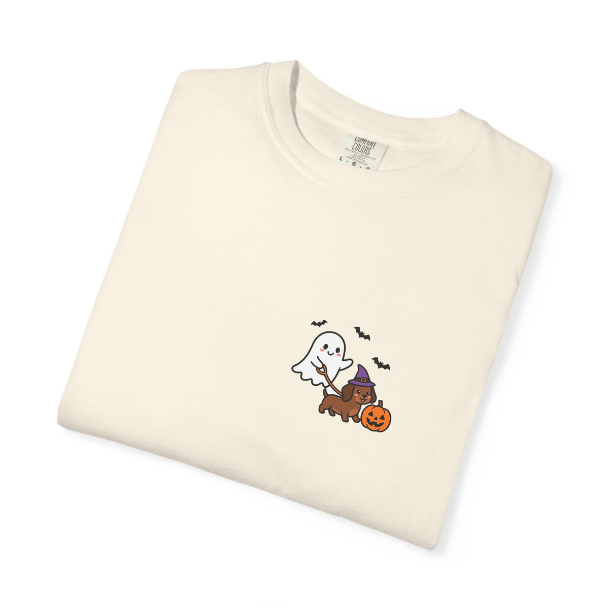 Ghost Walking Dog Pocket Tee | Cute Halloween Dog Shirt