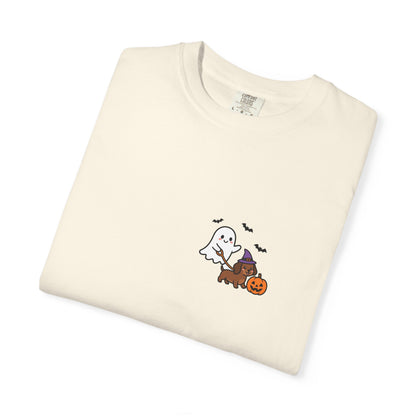Ghost Walking Dog Pocket Tee | Cute Halloween Dog Shirt