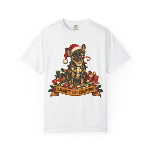 Naughty List Champion French Bulldog Christmas Tee