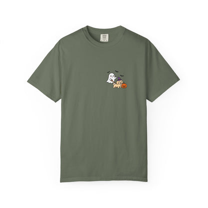 Goldendoodle Ghost Walking Dog Pocket Tee Cute Halloween Dog Shirt