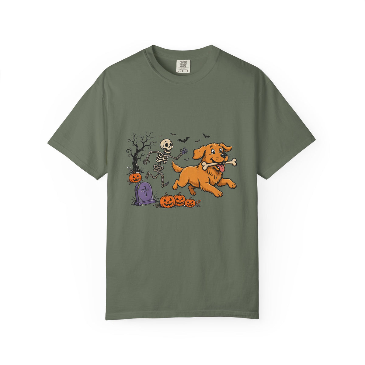 Golden Retriever Skeleton Halloween Tee | Funny Spooky Dog Shirt
