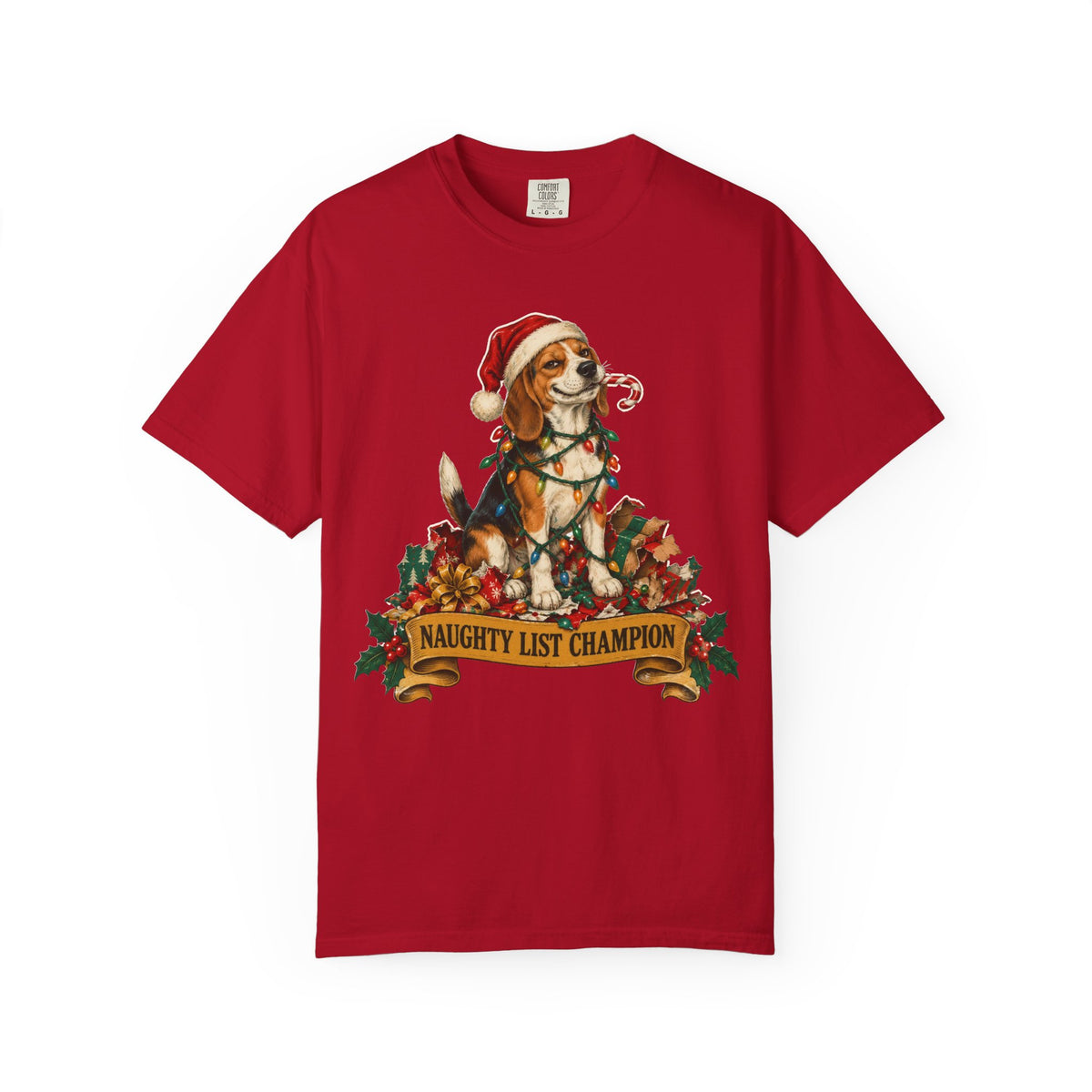 Naughty List Champion Beagle Christmas Tee