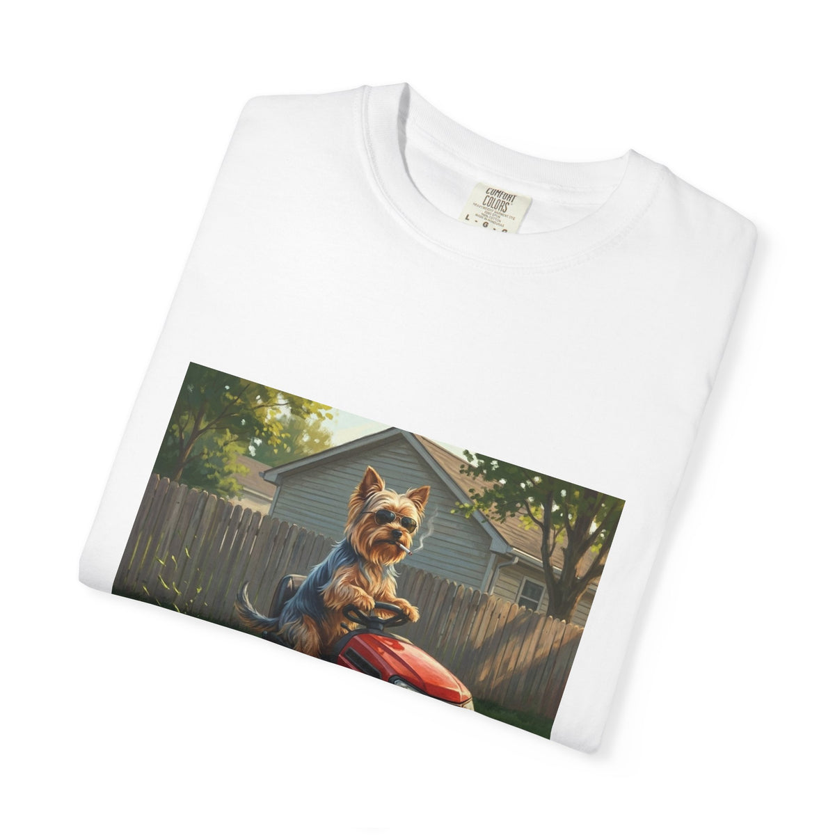 Yorkshire Terrier Lawn Mower Tee | Funny Spring Dog Graphic Shirt