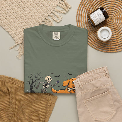 Golden Retriever Skeleton Halloween Tee | Funny Spooky Dog Shirt