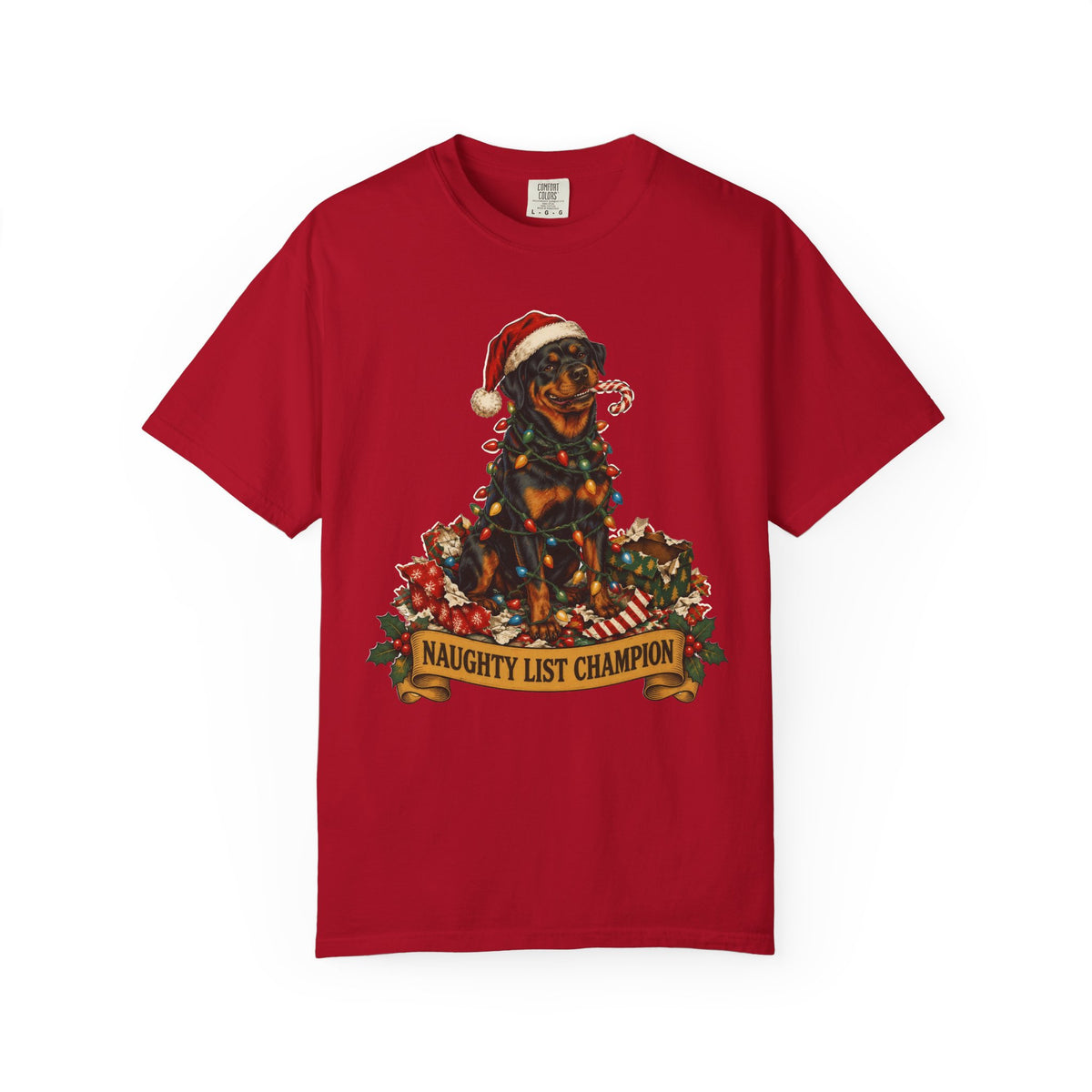 Naughty List Champion Rottweiler Christmas Tee