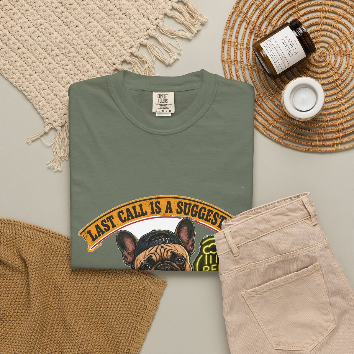Last Call Larry French Bulldog Bar Tee