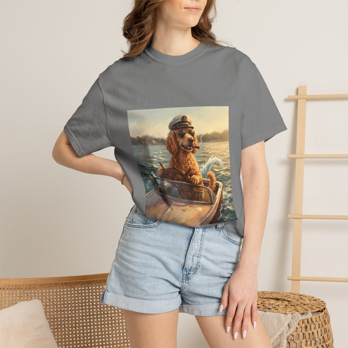 Poodle Captain Tee | Funny Summer Dog Graphic Shirt