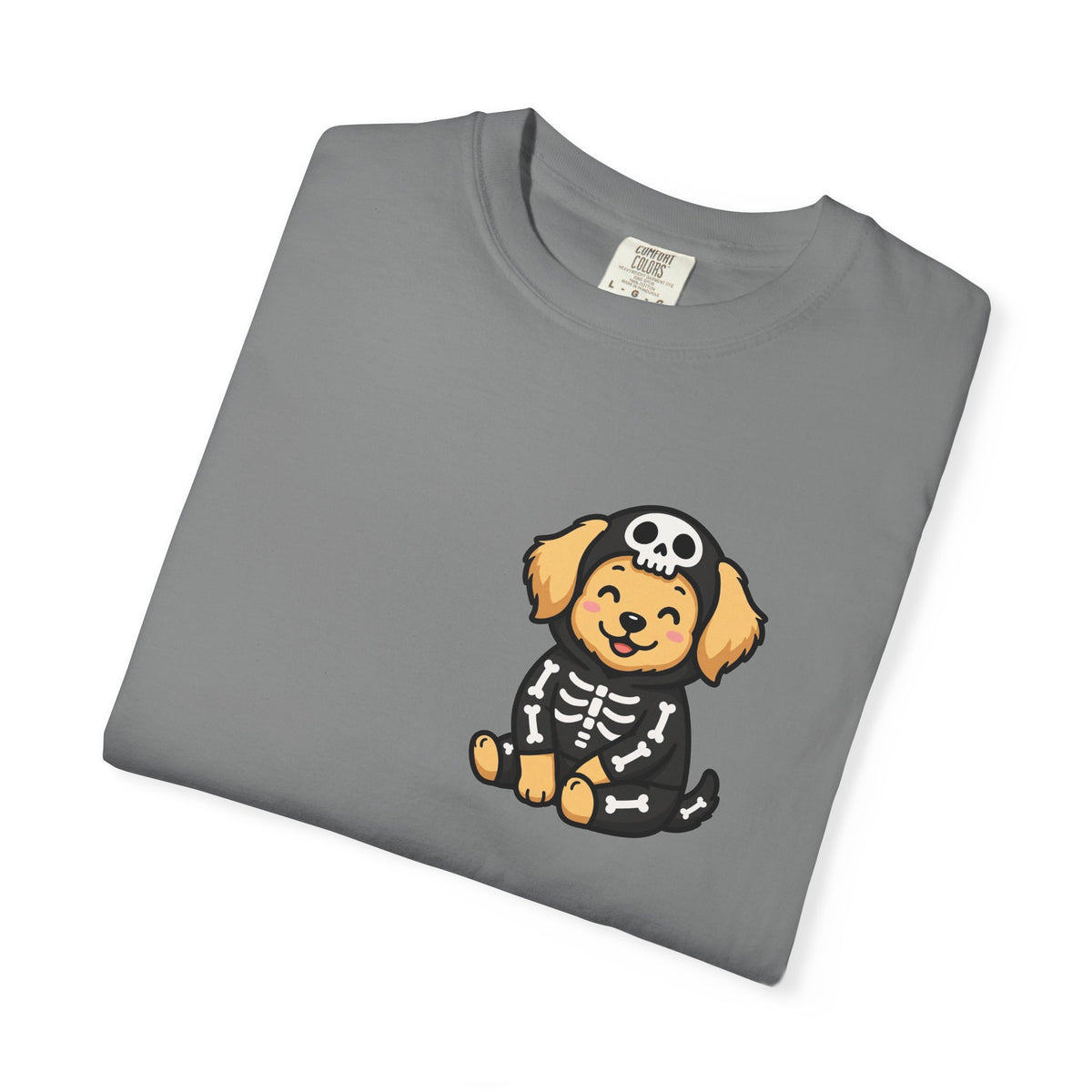 Golden Retriever Skeleton Halloween Pocket Tee | Cute Spooky Dog Shirt
