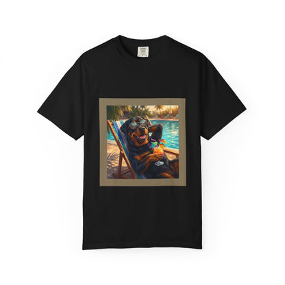 Rottweiler Poolside Tee | Funny Summer Dog Graphic Shirt