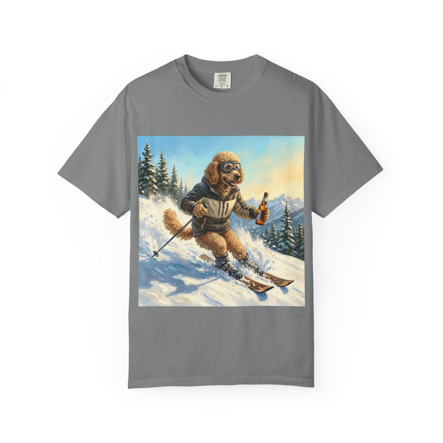 Poodle Skiing Tee | Funny Winter Dog Graphic Shirt