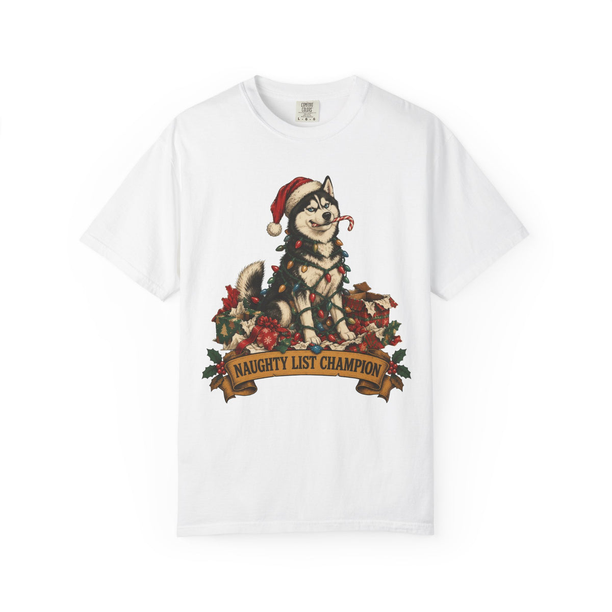 Naughty List Champion Siberian Husky Christmas Tee