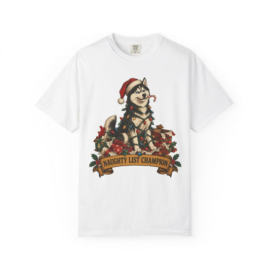 Naughty List Champion Siberian Husky Christmas Tee