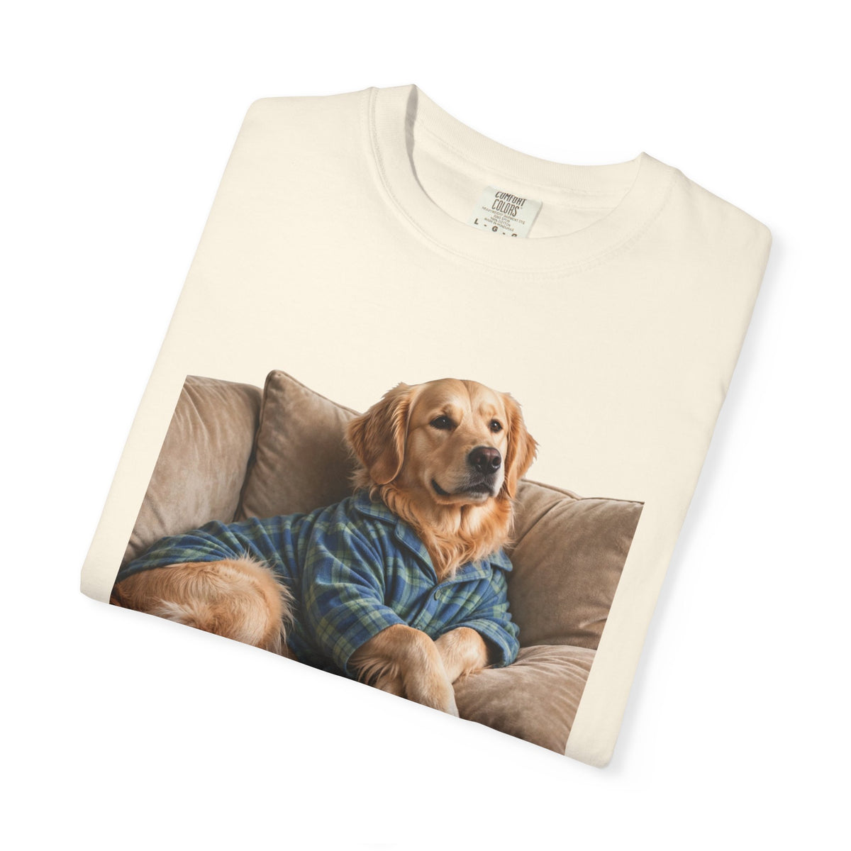 Golden Retriever He Sits Like He Pays Rent Tee | Funny Dog Shirt