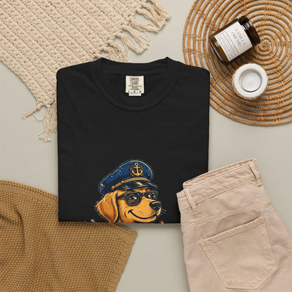 Golden Retriever Boat Captain Tee | Funny Summer Dog Graphic Shirt