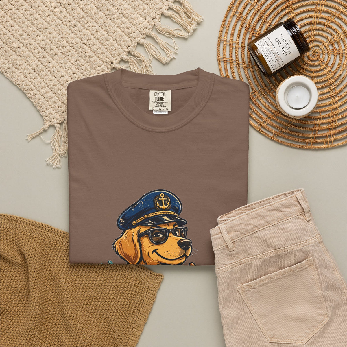 Golden Retriever Boat Captain Tee | Funny Summer Dog Graphic Shirt