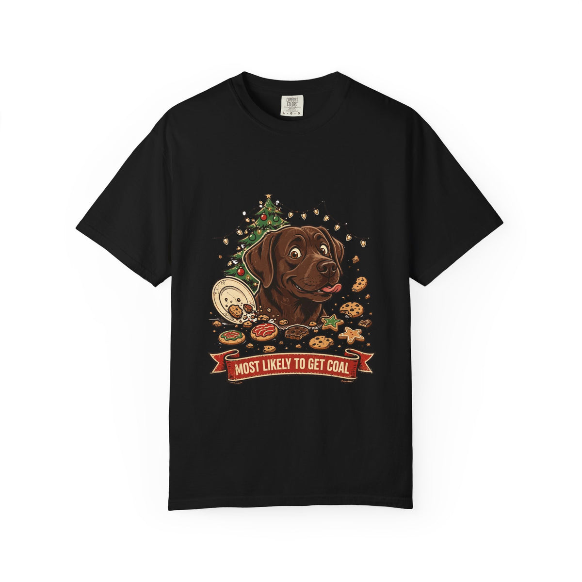 Labrador Retriever Most Likely To Get Coal Tee | Funny Christmas Dog Graphic Shirt