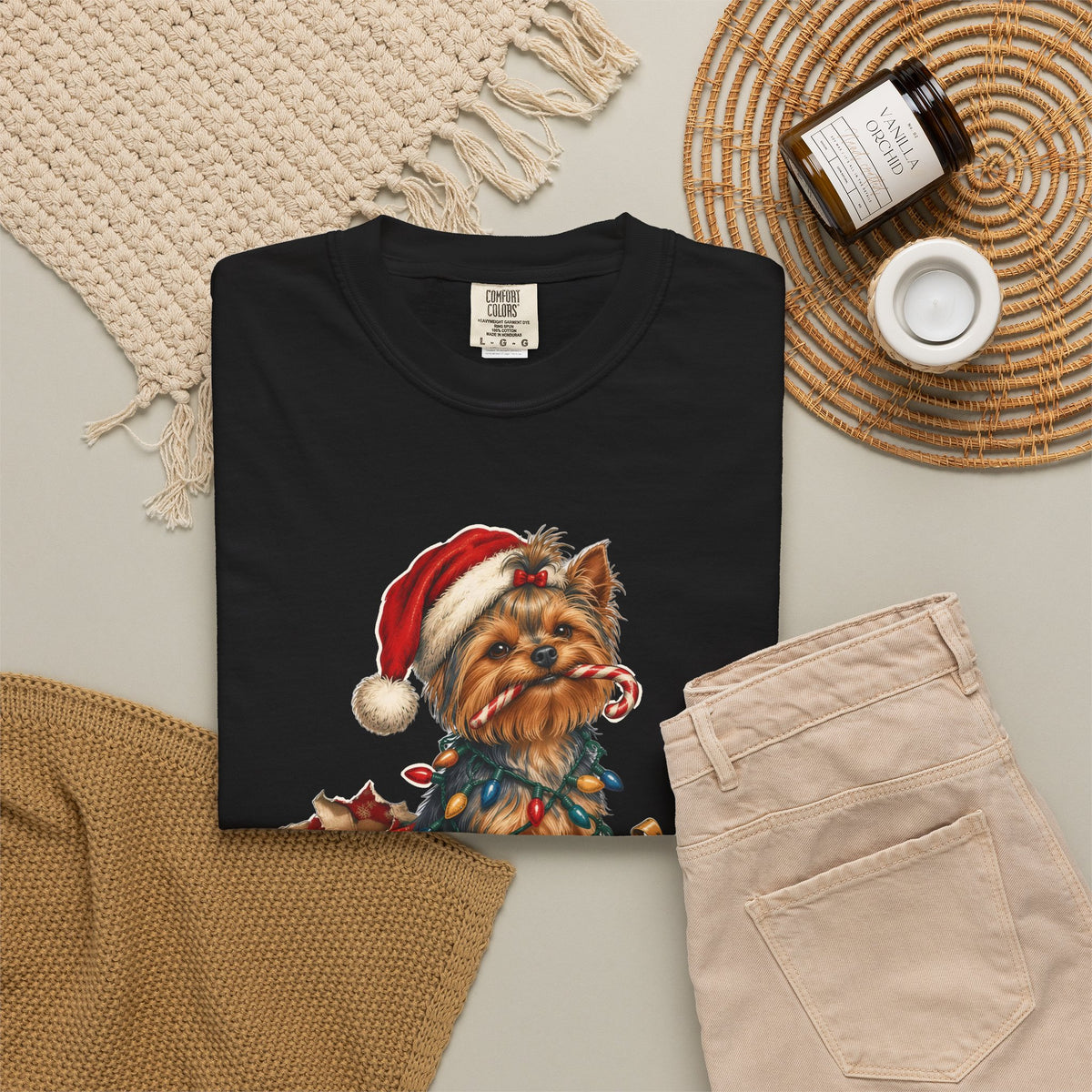 Naughty List Champion Yorkshire Terrier Christmas Tee