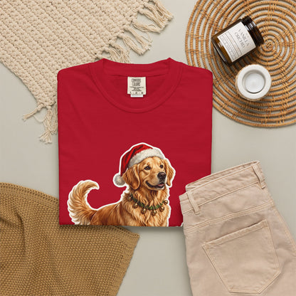 Santa's Little Yelper Golden Retriever Christmas Tee