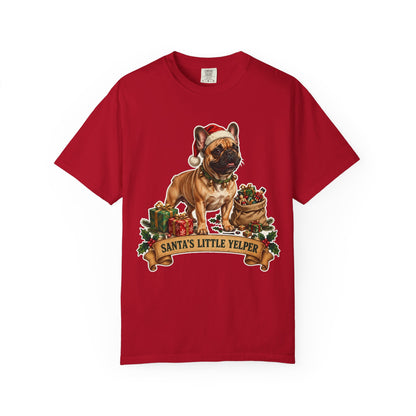 Santa's Little Yelper French Bulldog Christmas Tee